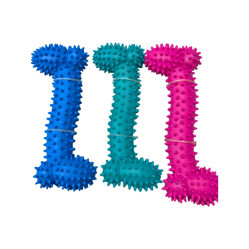 Brinquedo de mastigação resistente para cães em silicone durável, promove saúde dental com espinhos - DT16 Osso Vermelho para cães agressivos