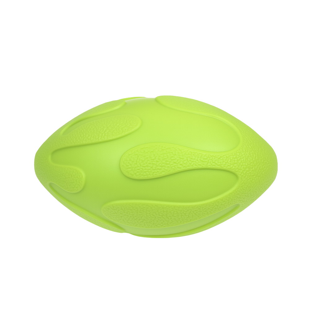 DT12 Brinquedo de Futebol com Guizo para Cães - Bola de Dentição Resistente à Mastigação para Filhotes (Verde, 10x6x6cm) - Brinquedo para Cães com Guizo e Design Divertido