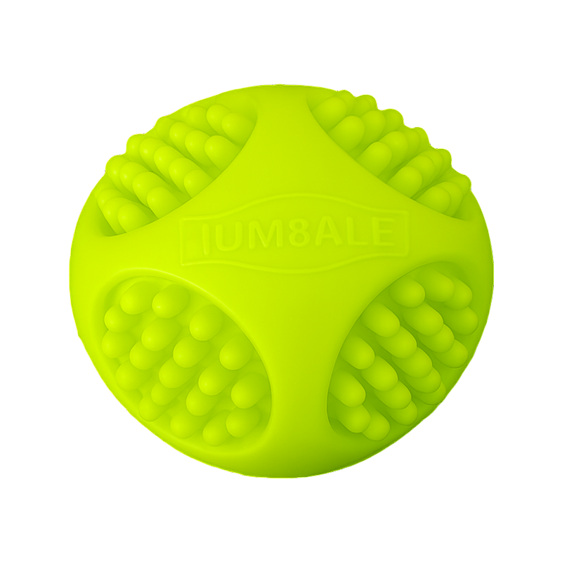 Bola de brinquedo para cães com cerdas para limpeza dental - DT04 verde menta - Brinquedo resistente para mastigação com textura massageadora de gengivas