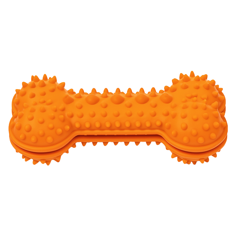 Brinquedo para cães DT01 Osso de Borracha Resistente - Mastigação Interativa & Cuidado Dental (Laranja/Rosa, 15.5 * 6.5cm) - brinquedos para cachorros, brinquedos para mastigar, brinquedos interativos para cães