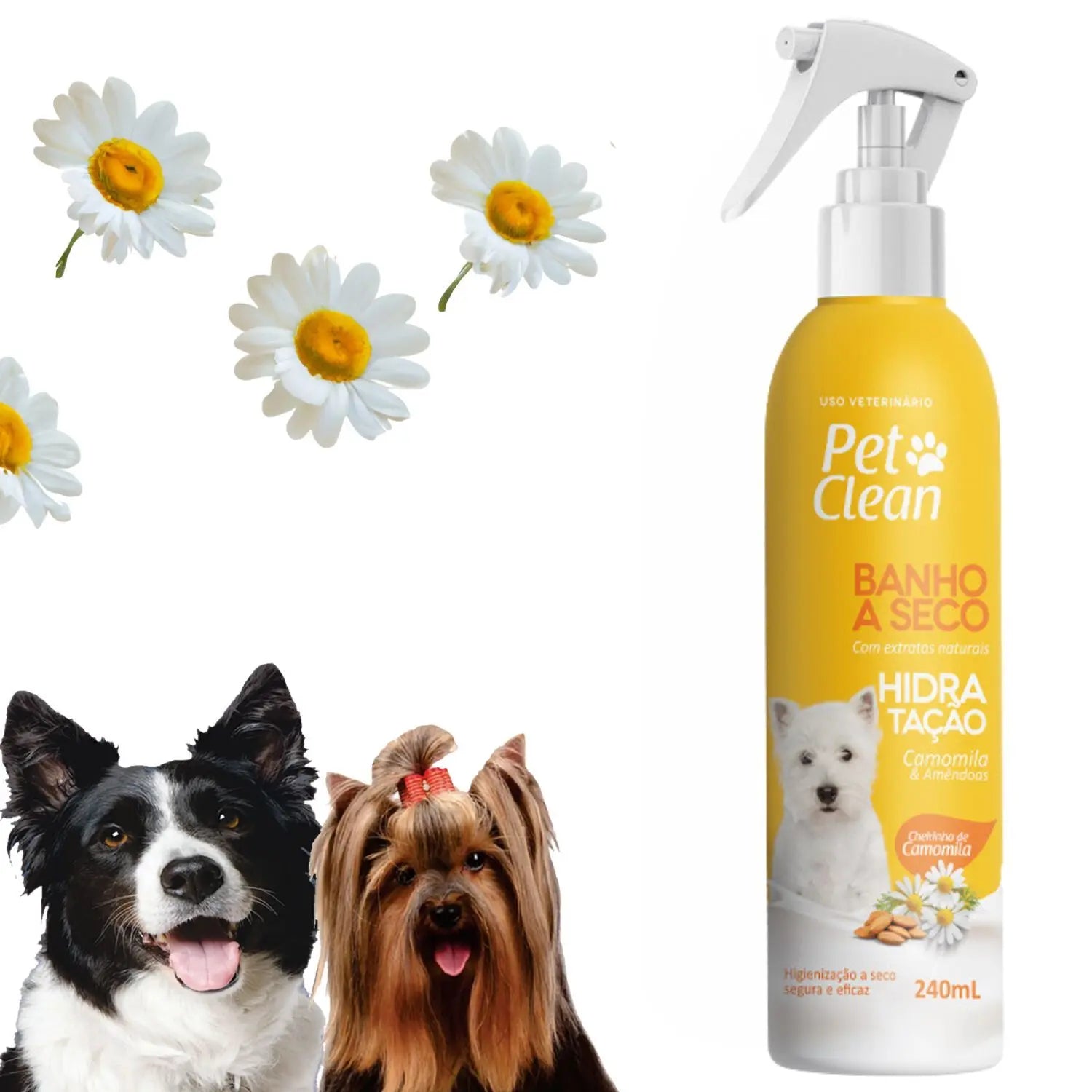 BS05 Banho a Seco Hidratante para Cães e Gatos - Fórmula com hidratantes profundos, spray prático e seguro para filhotes - 240ml