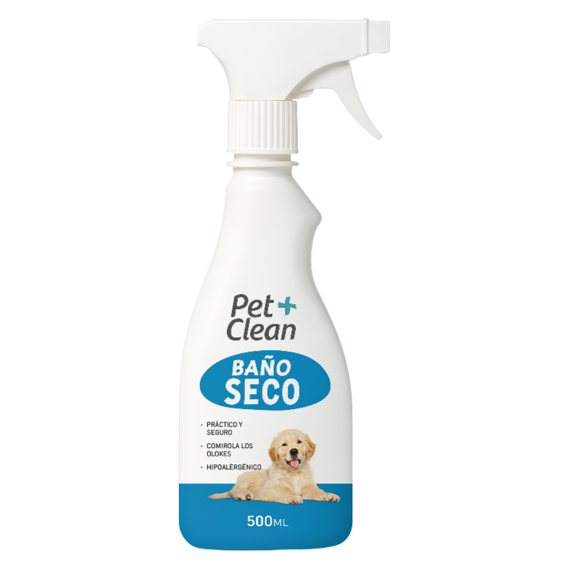 BS01 Banho a Seco Spray Pet Clean 500ml - Limpeza sem água para cães e gatos, neutraliza odores e seguro para filhotes | Banho a seco para pets | Higiene rápida sem água